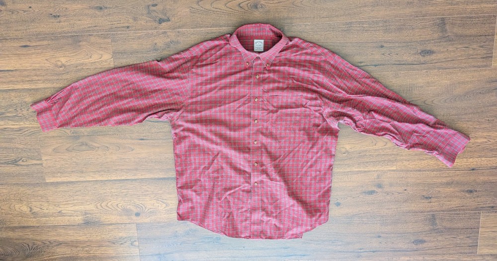 Brooks Brothers 1818 Red Checked Long Sleeve Button Down Shirt Men's XL