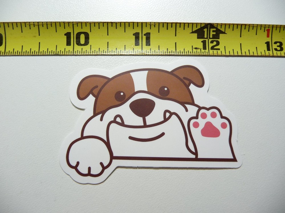Happy Bulldog Waving Decal Sticker for Laptop Pet Lovers
