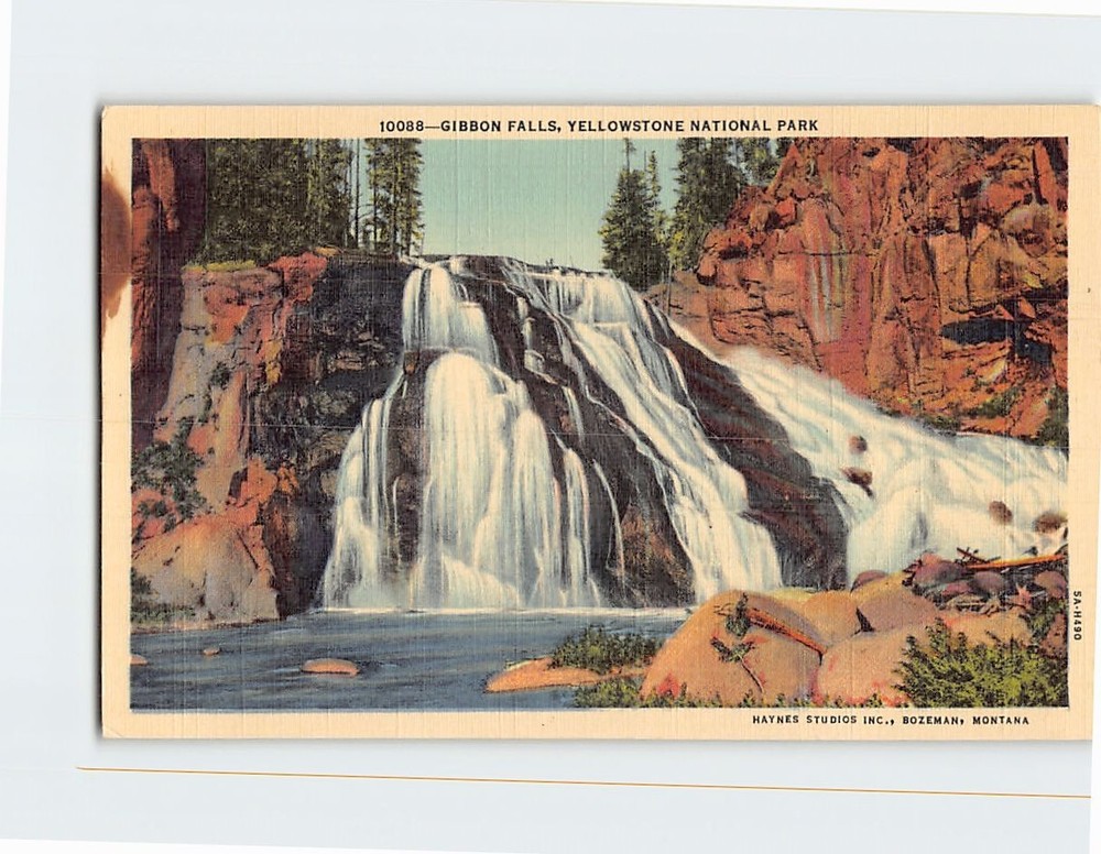Postcard Gibbon Falls Yellowstone National Park Wyoming USA