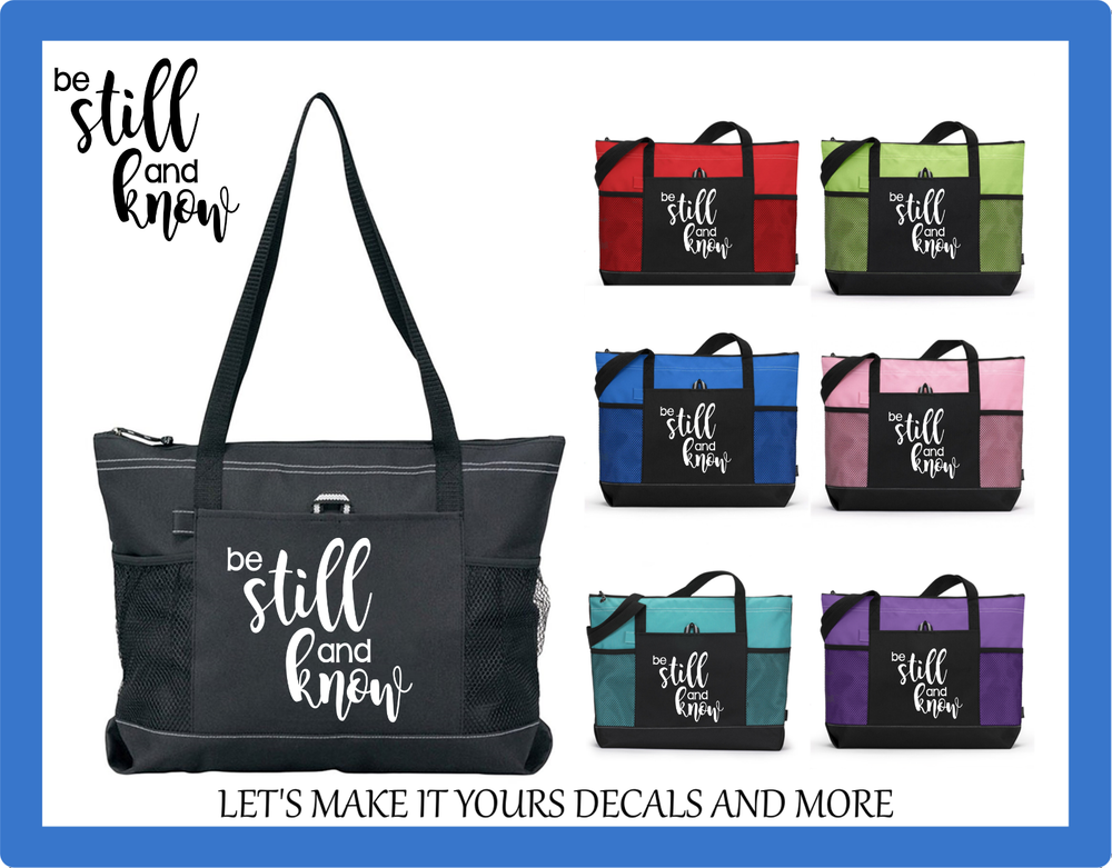 BE STILL AND KNOW RELIGIOUS CUSTOM MADE TOTE PURSE SPORTS GYM OVERNIGHT BAG