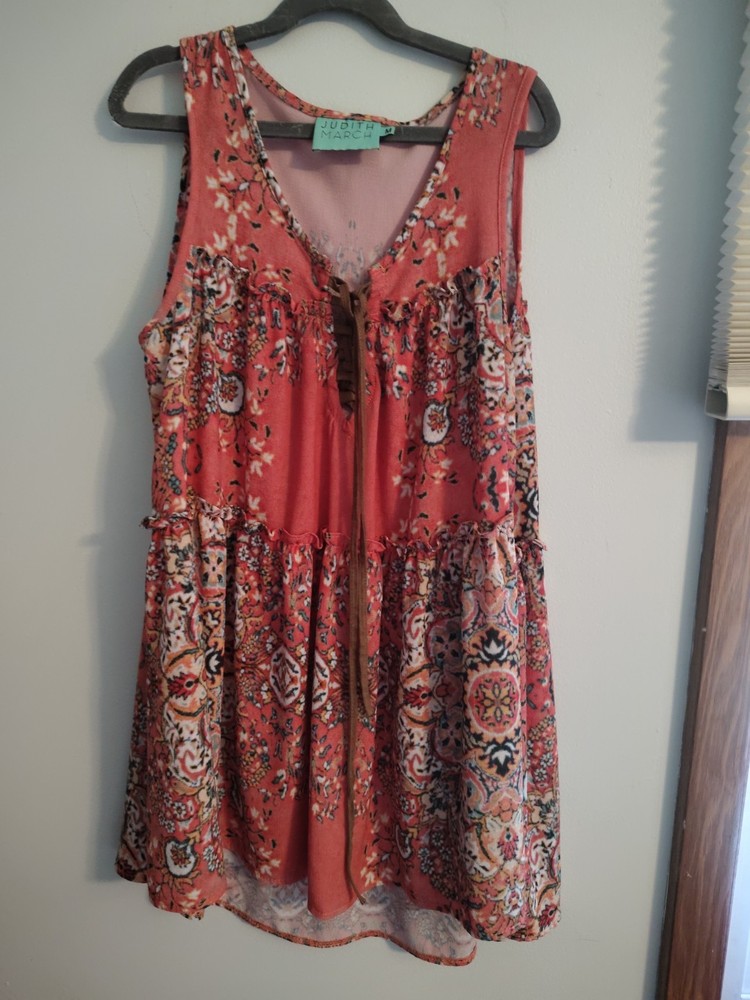 Anthropologie Judith March Floral Boho Multi Color Sleeveless Top Medium