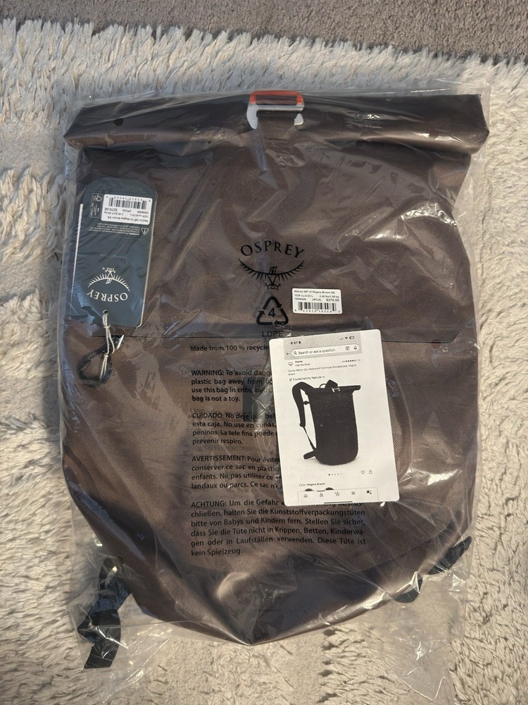 Osprey Metron 25L Waterproof Commuter Bike Backpack, Magma Brown