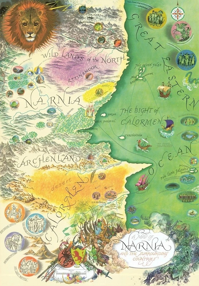Narnia Map And Surrounding Countries Fantasy Illustration Poster