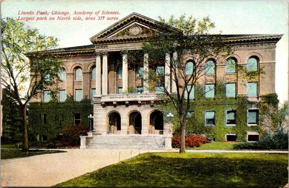 Vintage Illinois Postcard - Chicago - Lincoln Park - Academy of the Sciences-image