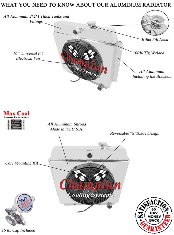 Ace Champion 2 Row Radiator, 16