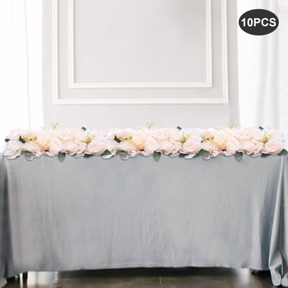 10 Pcs Dining Table Flower Centerpiece Champagne Silk Rose for Wedding 52*28cm