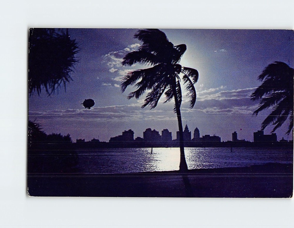 Postcard Moon Over Miami Florida USA