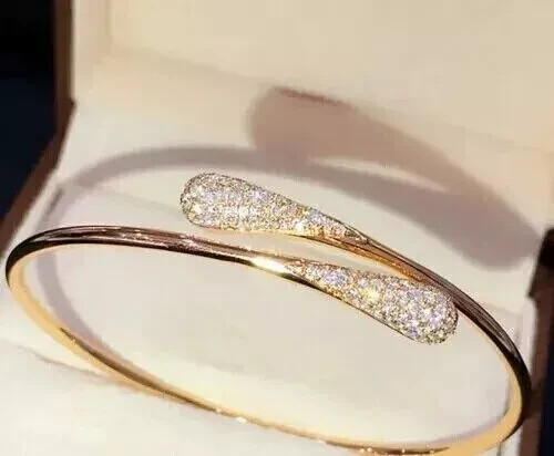 2.50Ct Round Cut Simulated Diamond Women's Bangle Bracelet 14KYellow Gold Plated