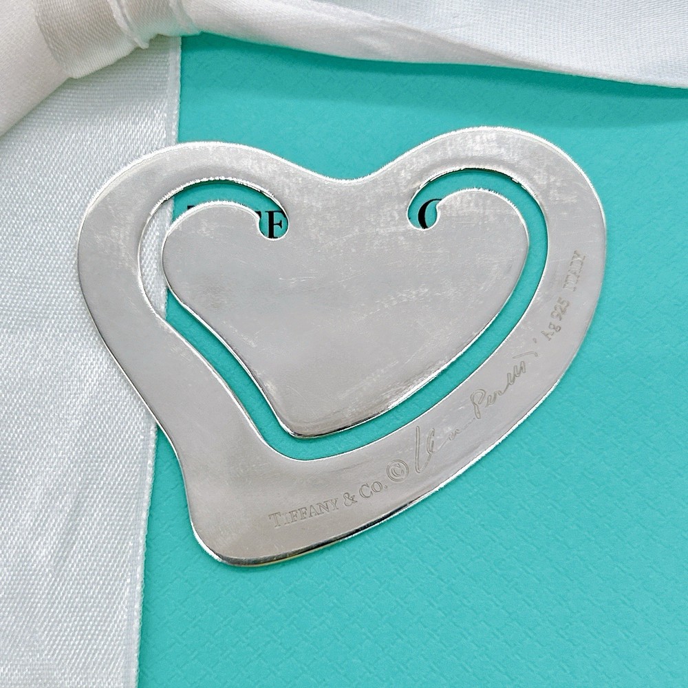 Tiffany & Co. Elsa Peretti Sterling Silver 925 Heart Bookmark  10.5g W/Pouch