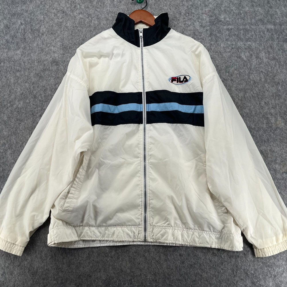 Vintage Retro Fila Windbreaker Jacket White Size L