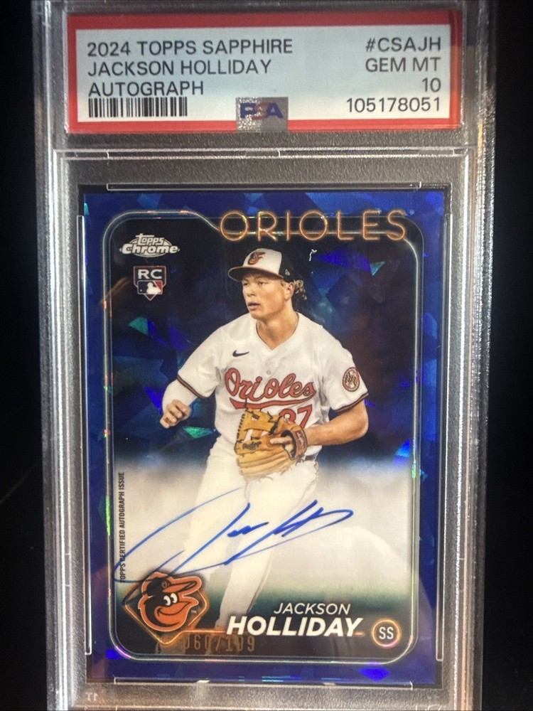 JACKSON HOLLIDAY 2024 Topps Sapphire Blue Auto RC 60/199 PSA 10 Gem Mint Orioles