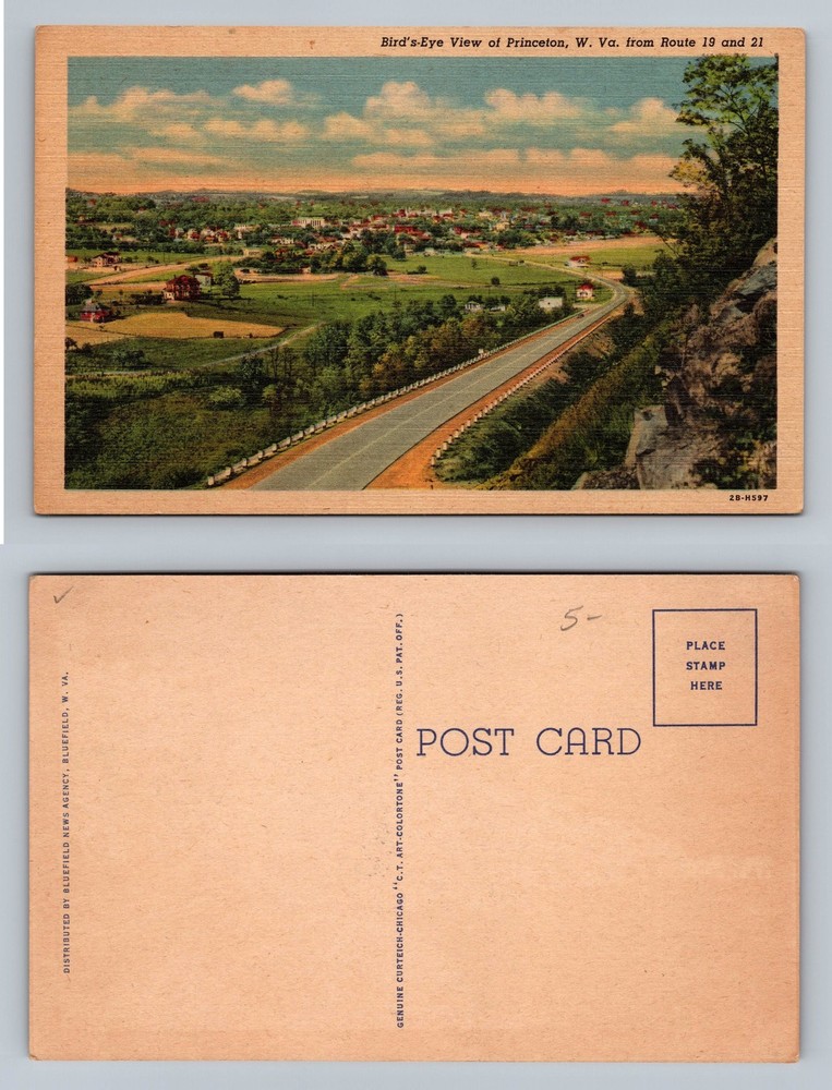 Princeton, WV-West Virginia, Bird's Eye Highway View Vintage Postcard