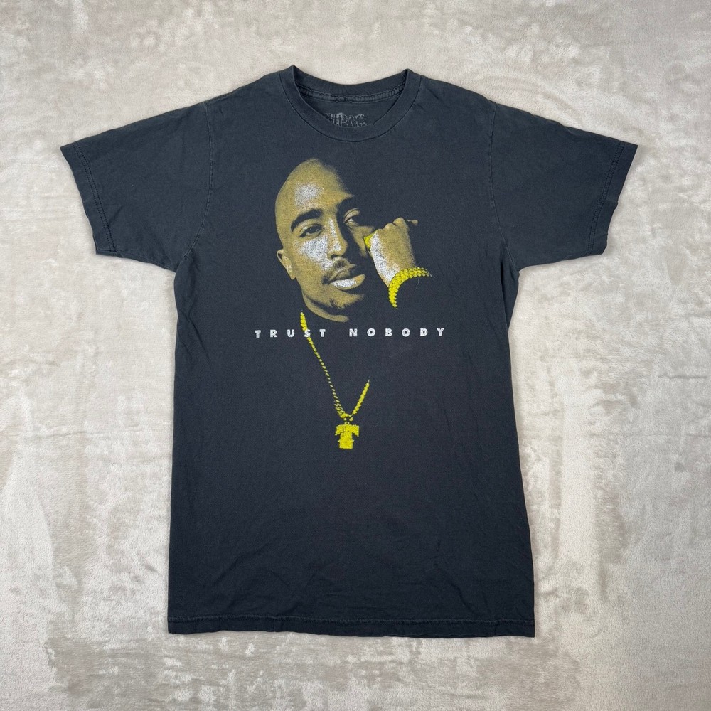 TUPAC Trust Nobody Size M 2PAC Men’s Black T-shirt Tee Hip-hop Rap 90s Y2K