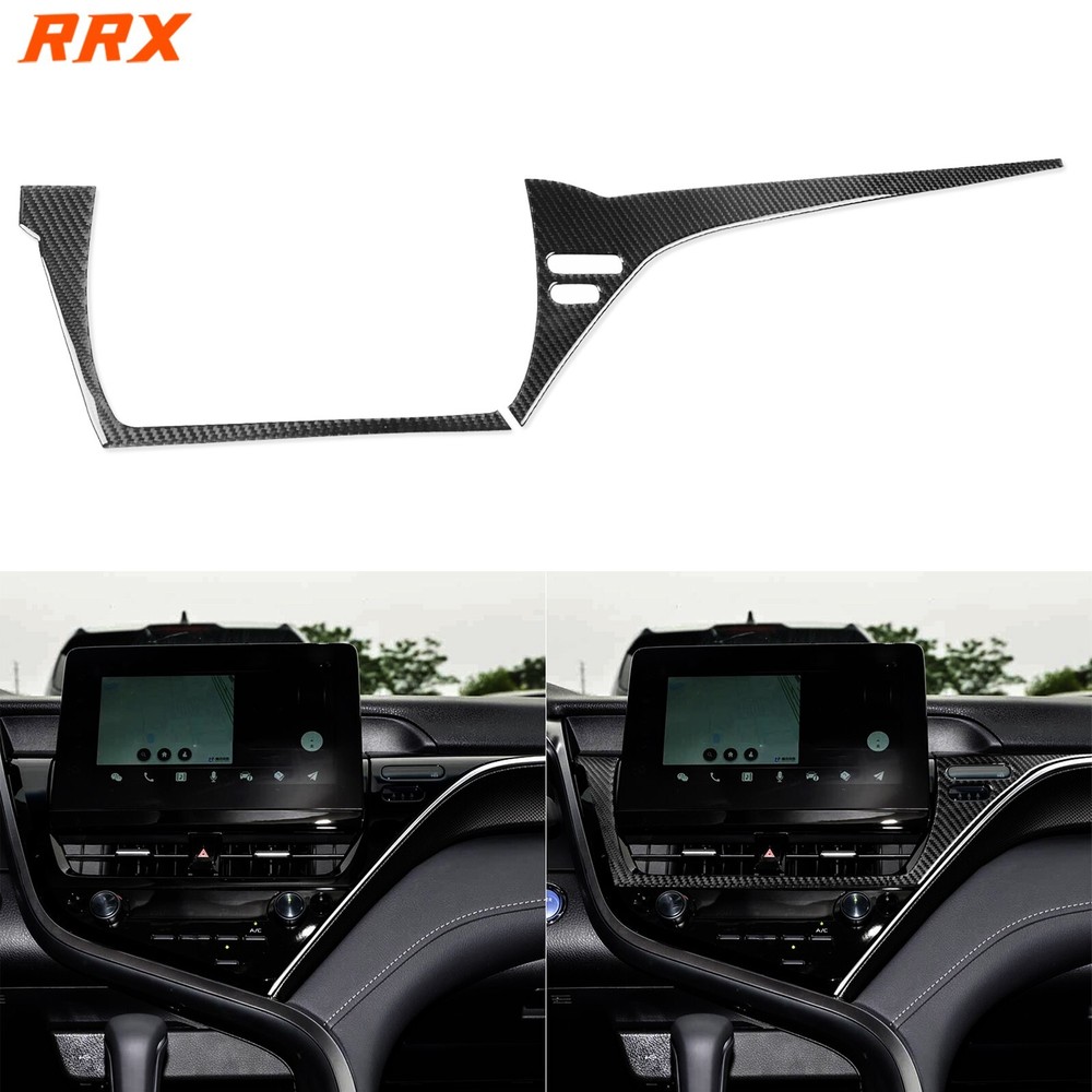 Real Carbon Fiber Center Console Radio CD Panel Cover For Toyota Camry 2018-2024
