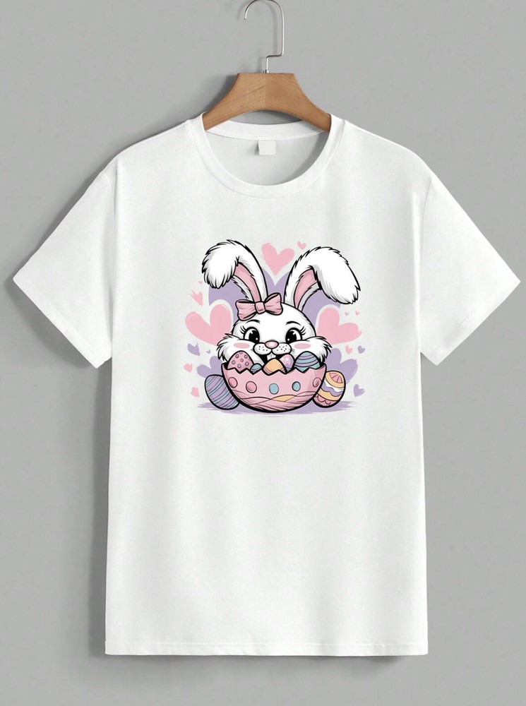 Cute Easter Bunny T-Shirt Graphic Tee Spring Holiday Egg Hunt Gift Unisex