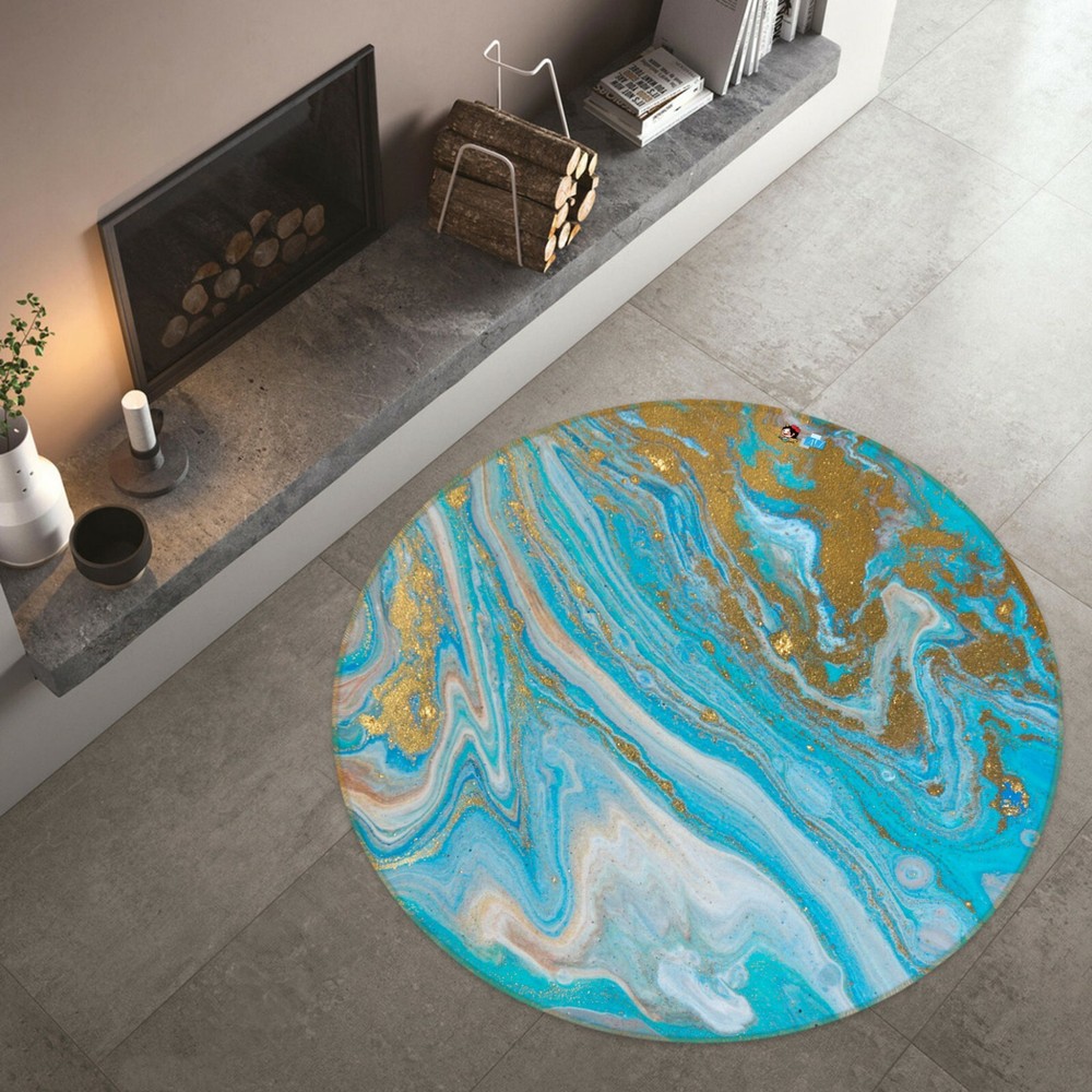3D Blue Golden Texture NAO5670 Game Rug Mat Elegant Photo Carpet Mat Fay