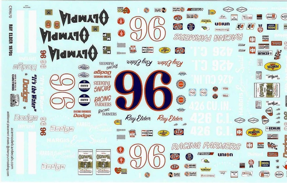 1971 Olympia 1/25 Ray Elder Nascar Ace #96 Decal-image