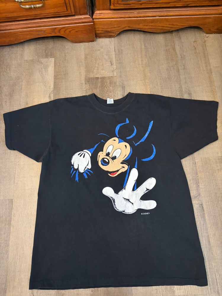 Vintage Disney 90s XL Faded Black  Big Mickey Graphic Print