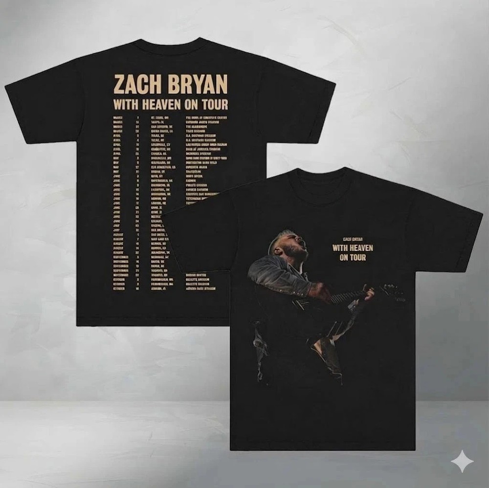 Zach Bryan With Heaven On Top 2026 Tour Photo T-Shirt Concert Tee