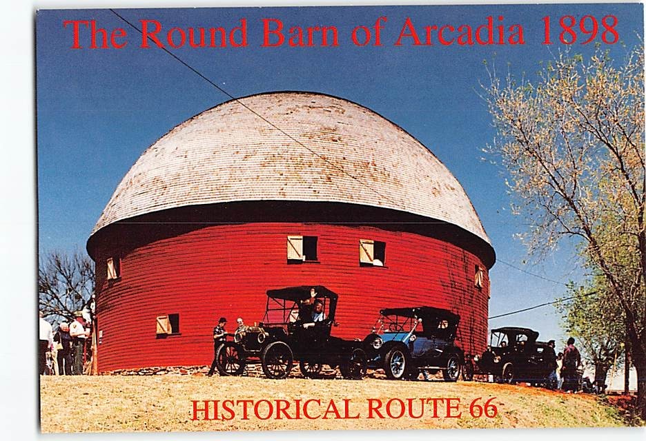 Postcard Round Barn of Arcadia Oklahoma USA