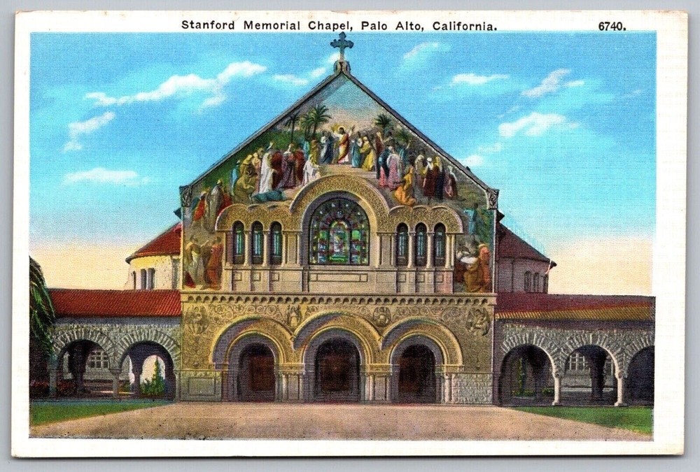 Palo Alto California Stanford Memorial Chapel Historic Landmark WB Postcard