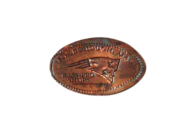 Pressed Penny Foxborough MA New England Patriots Bass Pro Shop Elongated Coin