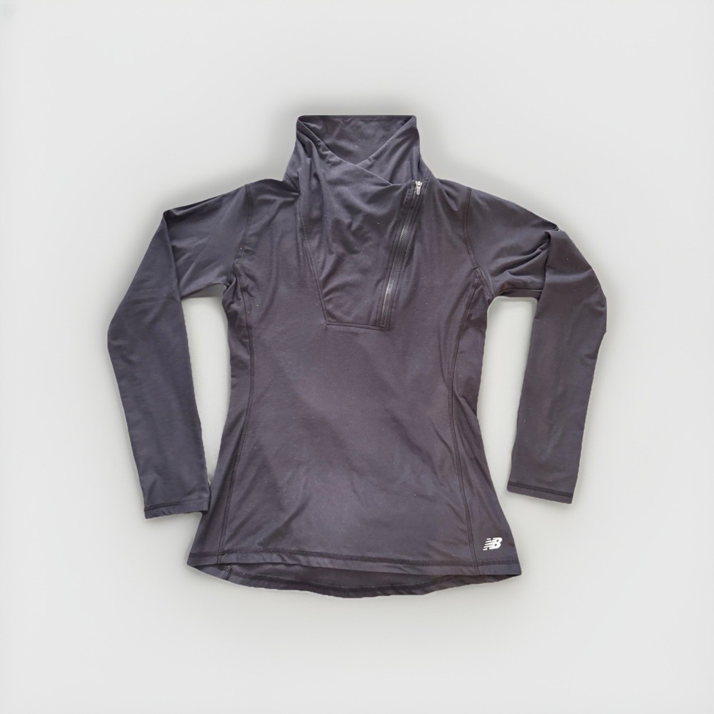 New Balance Womens Shirt Medium Black Long Sleeve 1/4 Zip Activewear Running