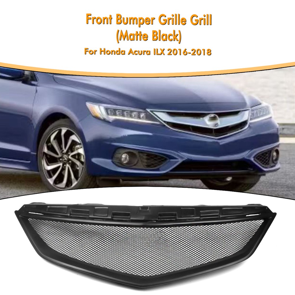Car Front Bumper Grille Grill Mesh Kit For Acura ILX 2016-2018 2017 Matte Black