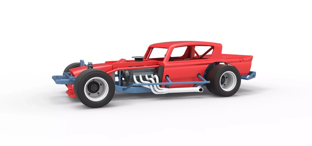 3D Printed Vintage Asphalt Modified Stock Car Model Kit in 1/25 Scale