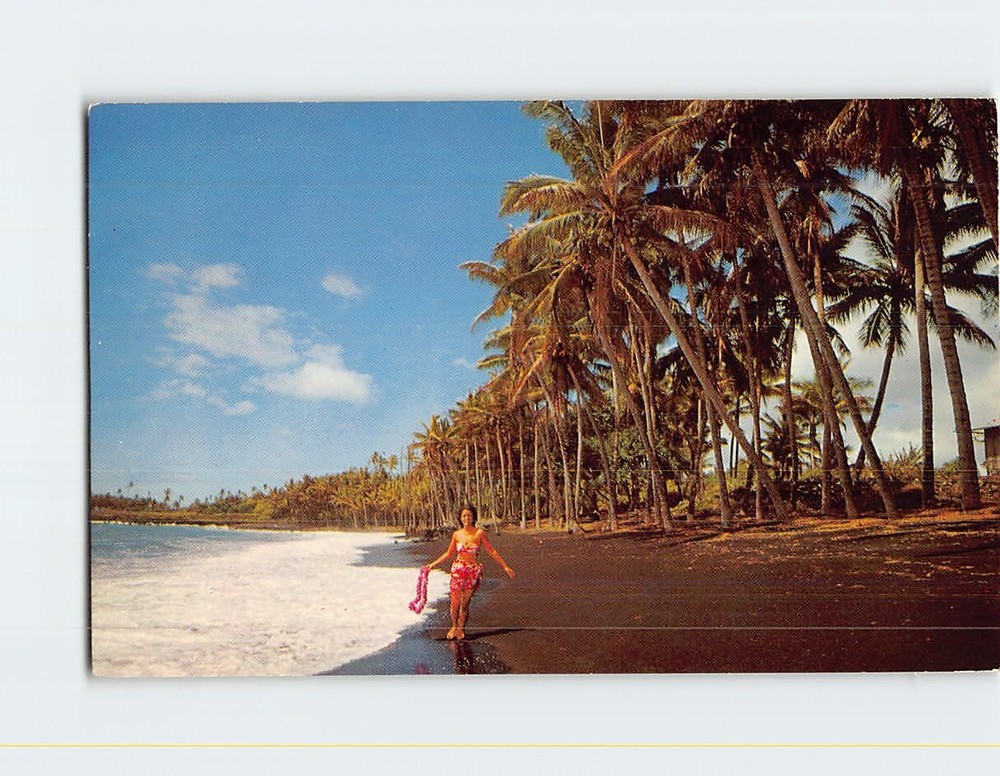 Postcard Black Sand Beach At Kalapana Hawaii