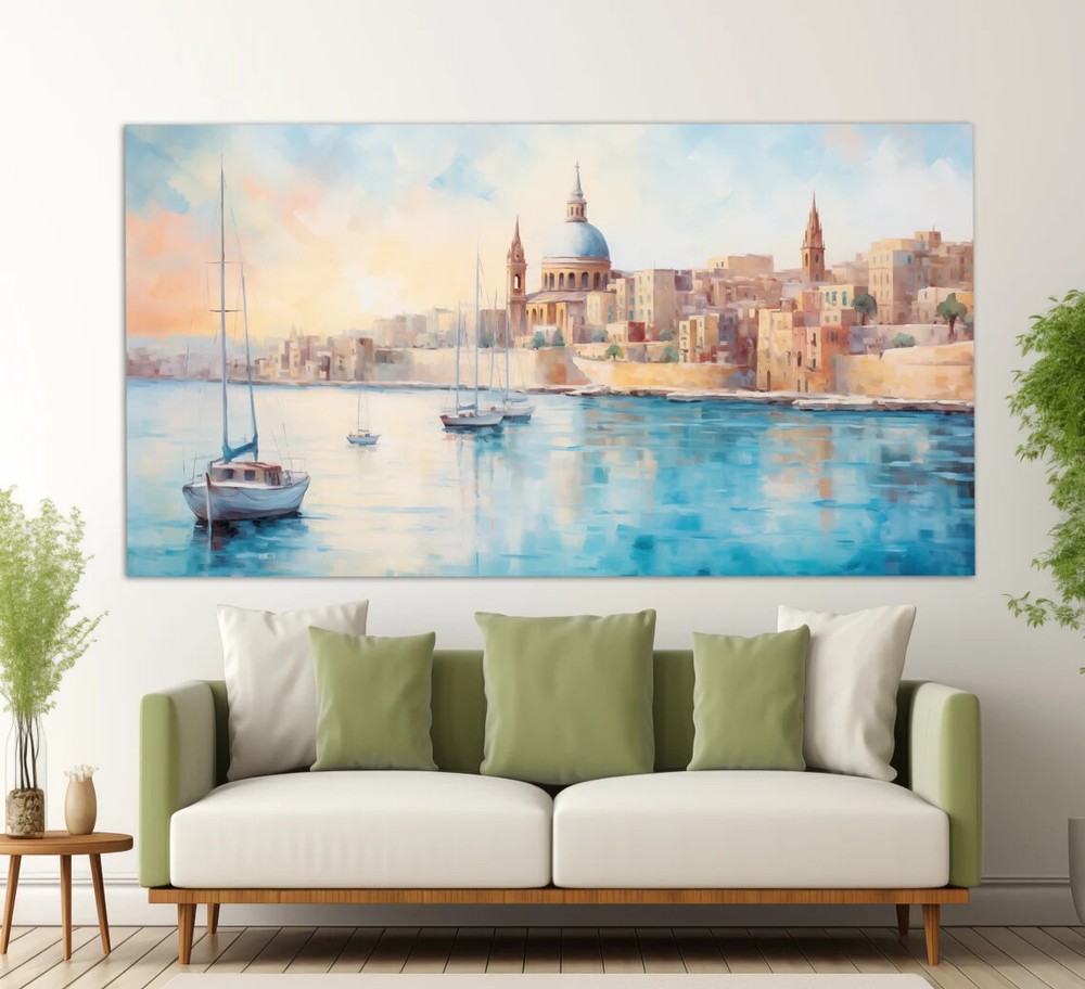 Valletta Vintage Paint Abstract Malta Unframed Canvas Print Australian Wall Art