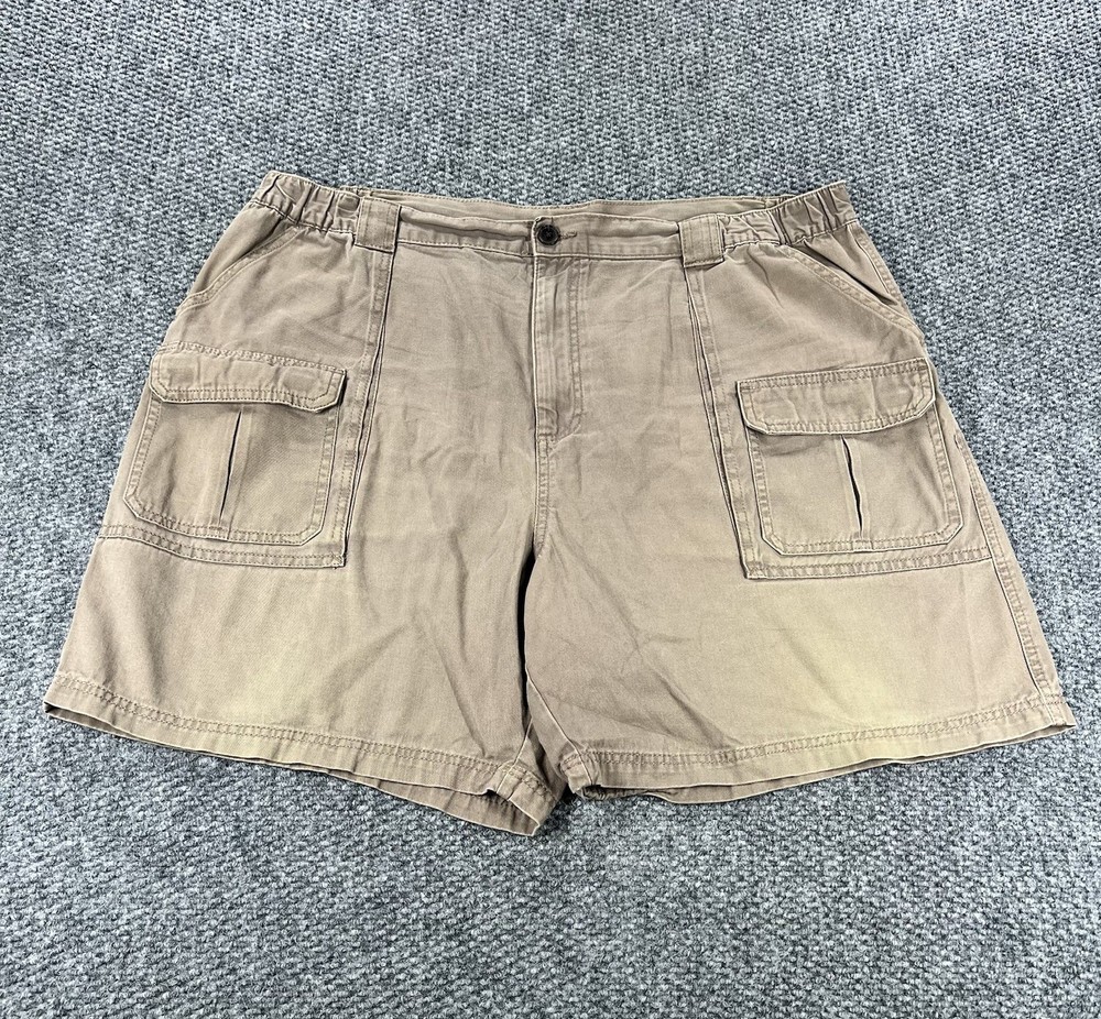 Croft & Barrow Cargo Shorts Mens 42 Brown Beige Cotton Elastic Sides Fishing