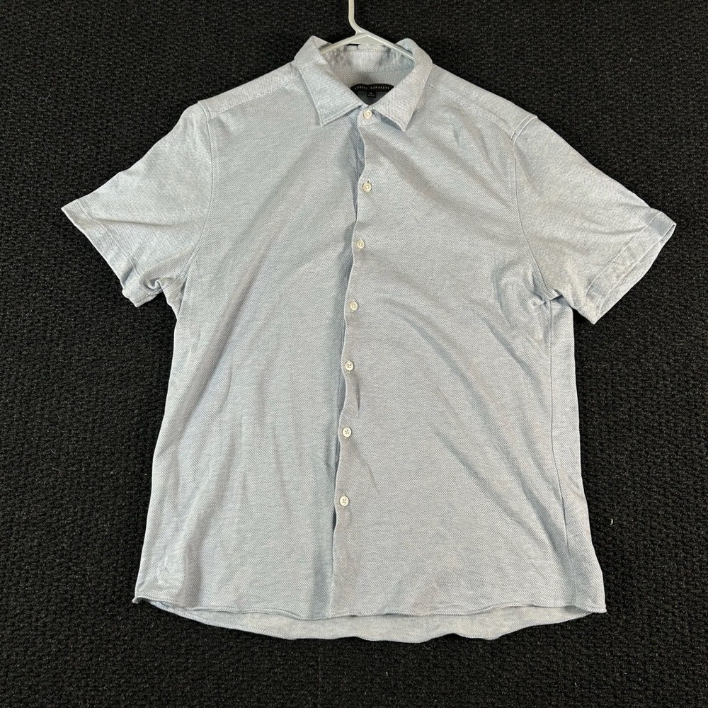 Robert Barakett Mens Light Blue Textured Short Sleeve Button Up Shirt XL