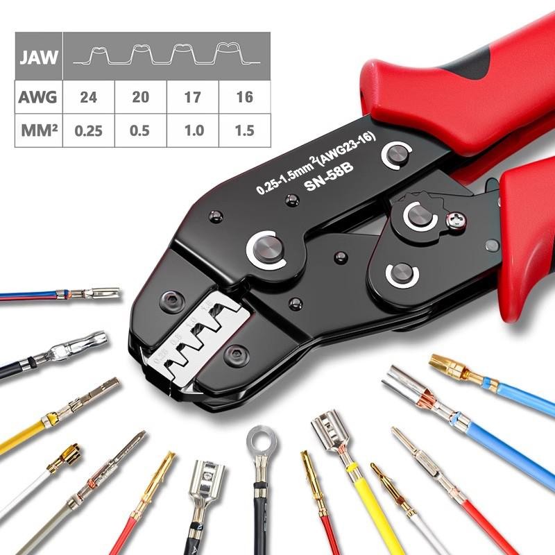 Ratcheting Crimping Tool Set for Dupont Jst Molex Terminals Epc Pcie Sata Sn58b