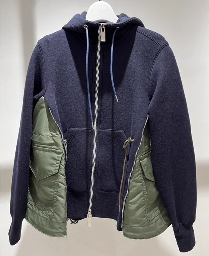 Autumn Lady Sacai Luck Spliced Zipper Thermal Loose Hoodie^^^