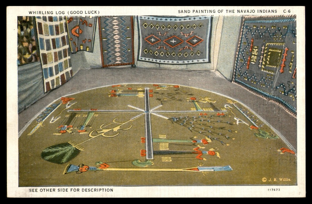 Postcard Whirling Log (Good Luck) Sand Painting Of The Navajo
