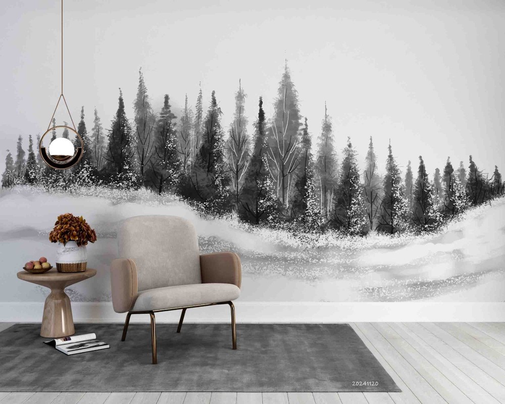 3D Pine Forest Illustration Wall Murals Wallpaper Murals Wall Sticker