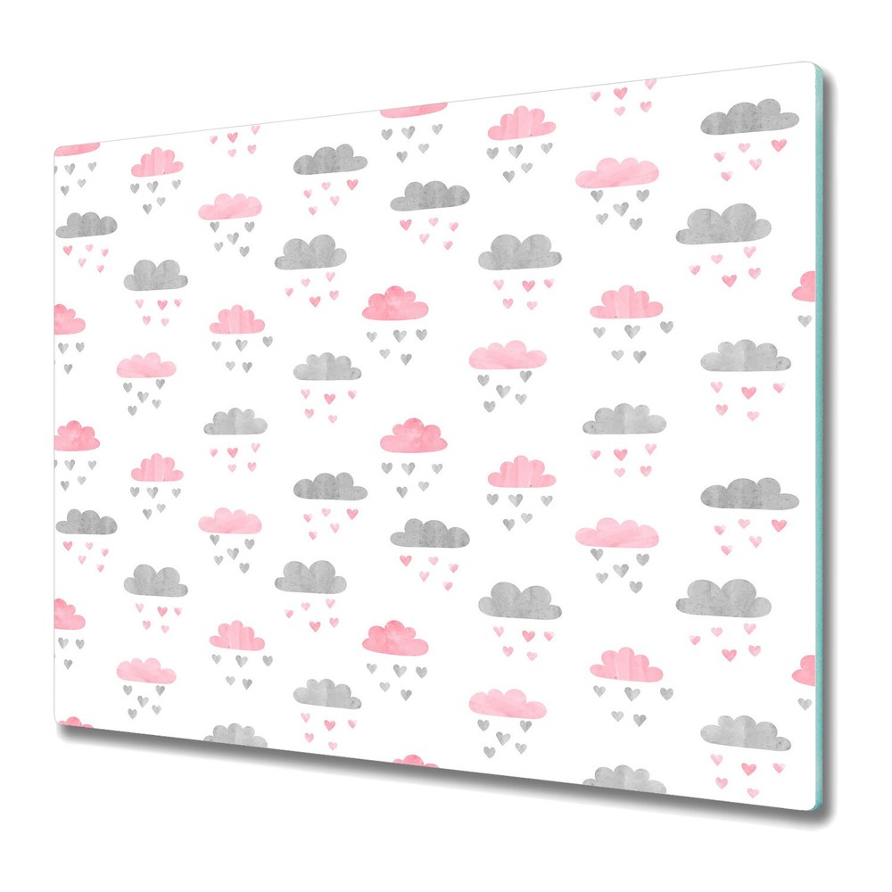 Glass Chopping Cutting Board Utensil Minimalistic Clouds Sky Heaven 60x52