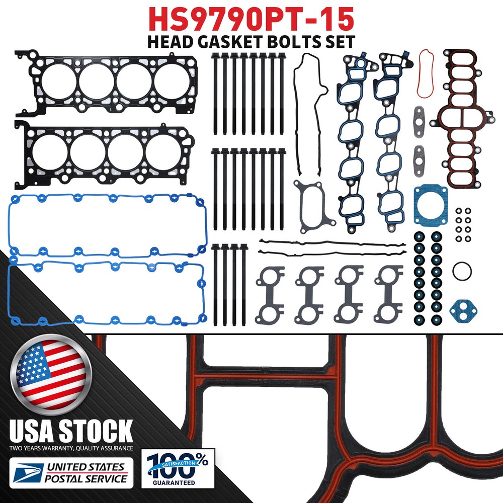 HS9790PT-15 MGT Cylinder Head Gasket Bolts Set For Ford F250 Truck F150 350 E350
