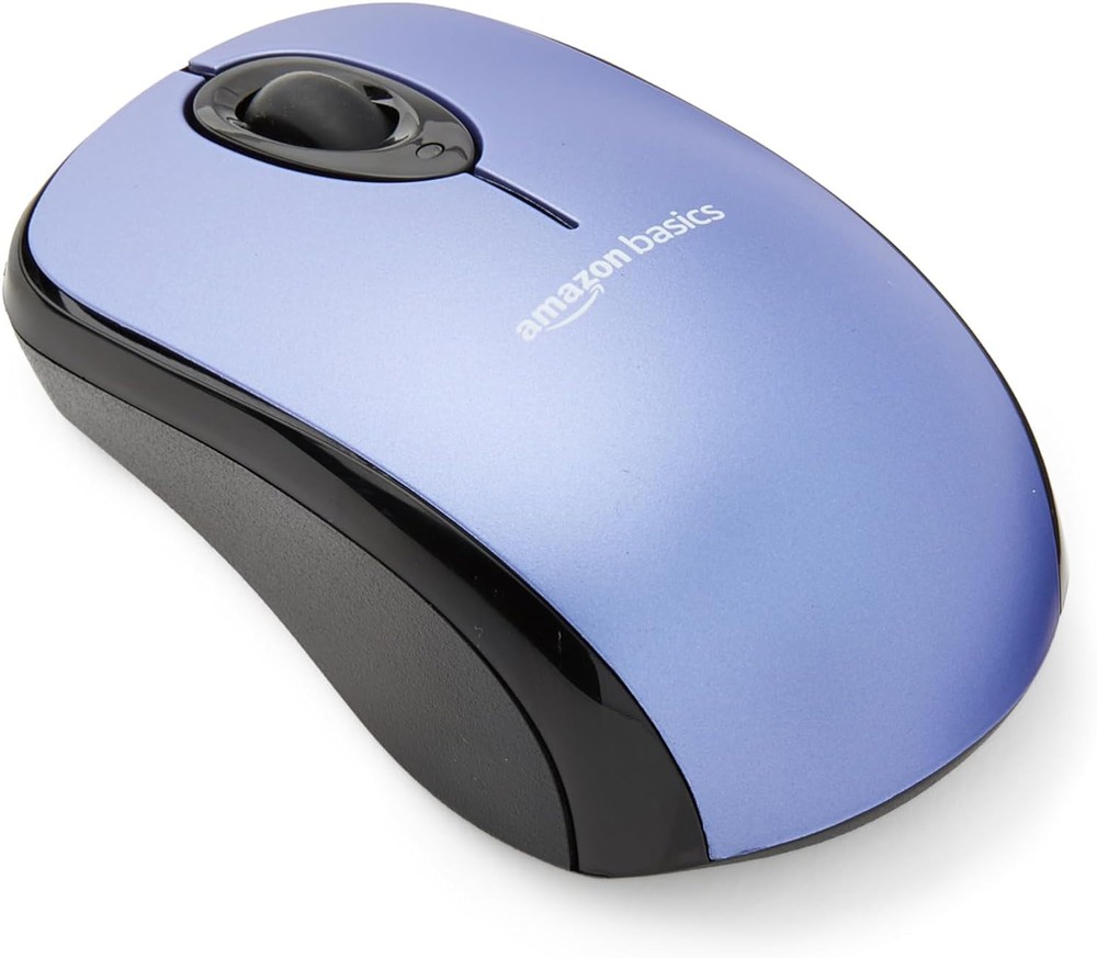 Amazon Basics 2.4 GHz Wireless Optical Mouse with USB Nano Receiver in Blue