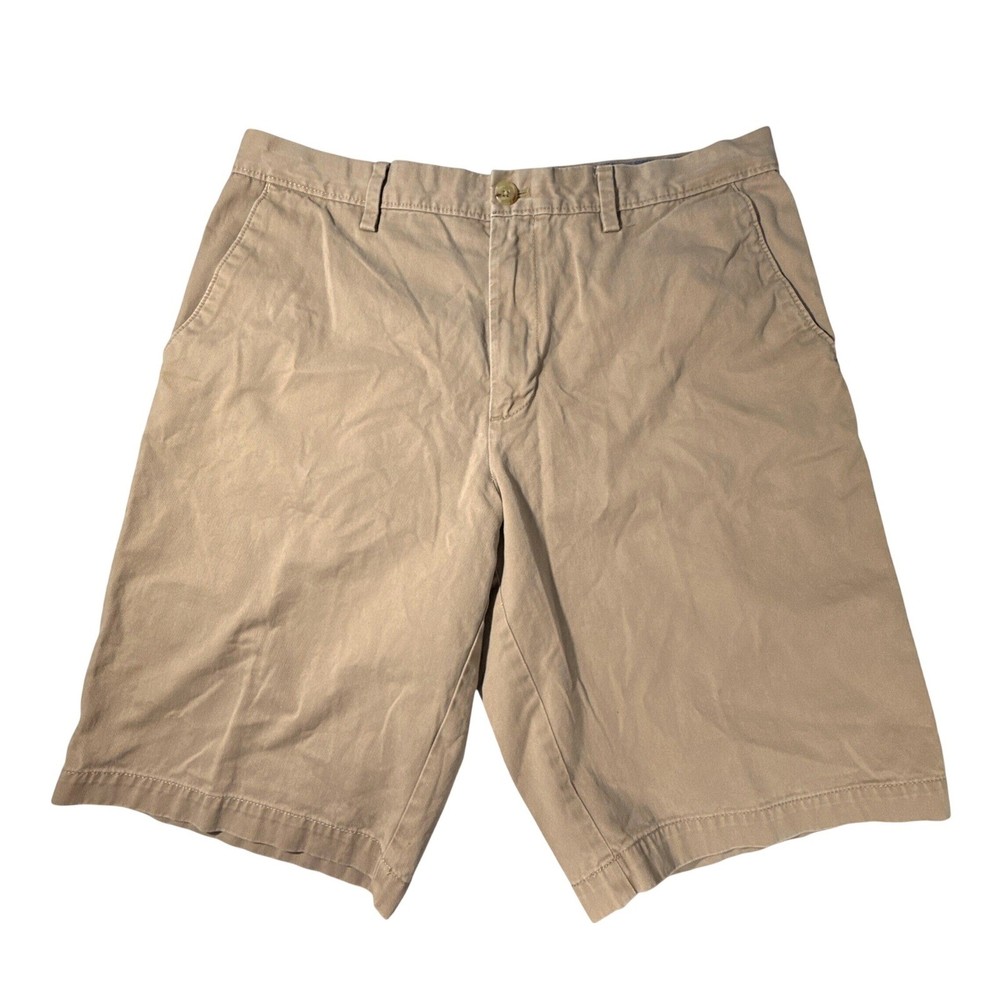 Banana Republic Emerson Shorts Mens 34 Tan Khaki Chino Cotton Flat Front Casual