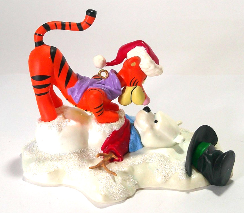 Tigger & Snowman Pooh BOUNCE PRACTICE Hallmark Ornament 2005 Tigger Head Bounces