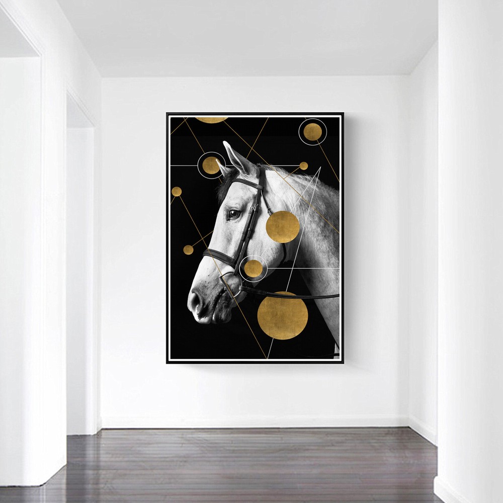 Abstract Art White Horse Oil Paint Silk Canvas Poster Wall Decor Unframed A670-image