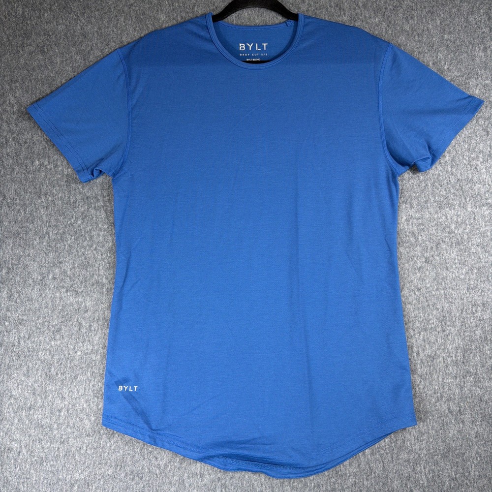 Bylt Drop Cut Lux Shirt Mens M Premium Basics Crew Neck T Shirt Blue