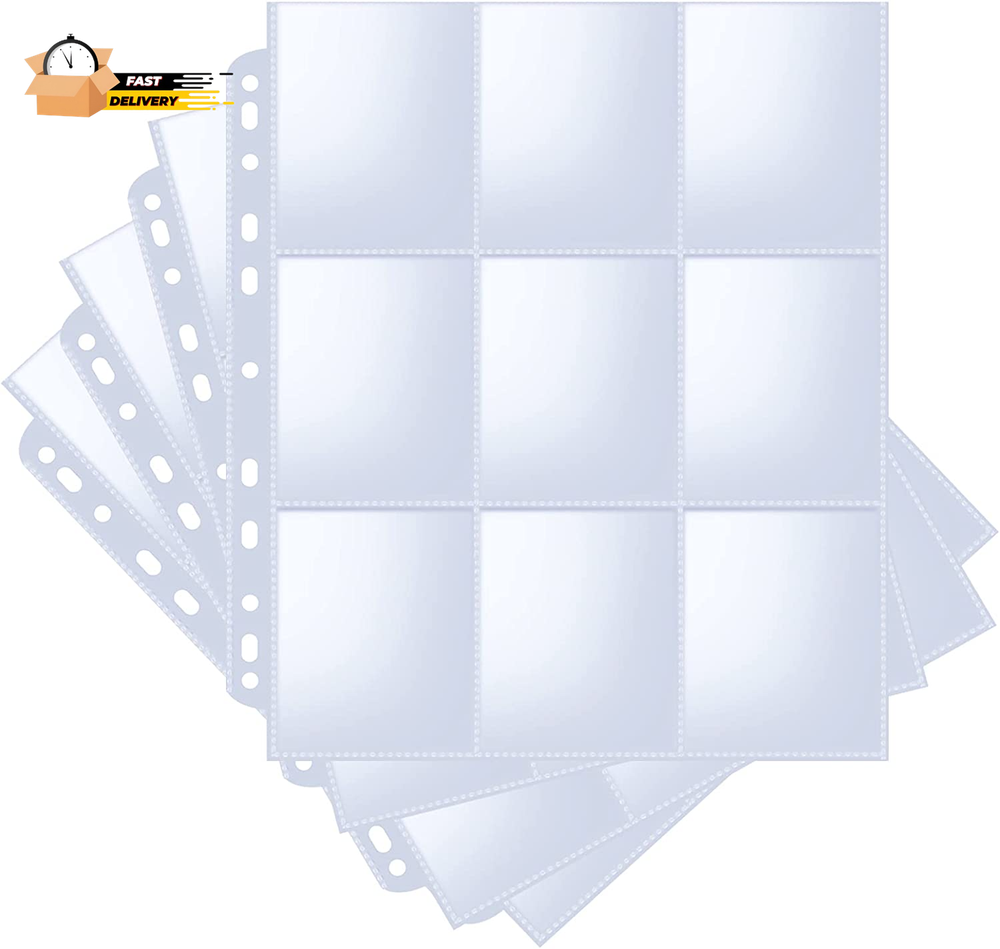 36Pack Trading Card Sleeve, Holds 648 Cards, 9 Pocket Card Sleeves Binder Sheets