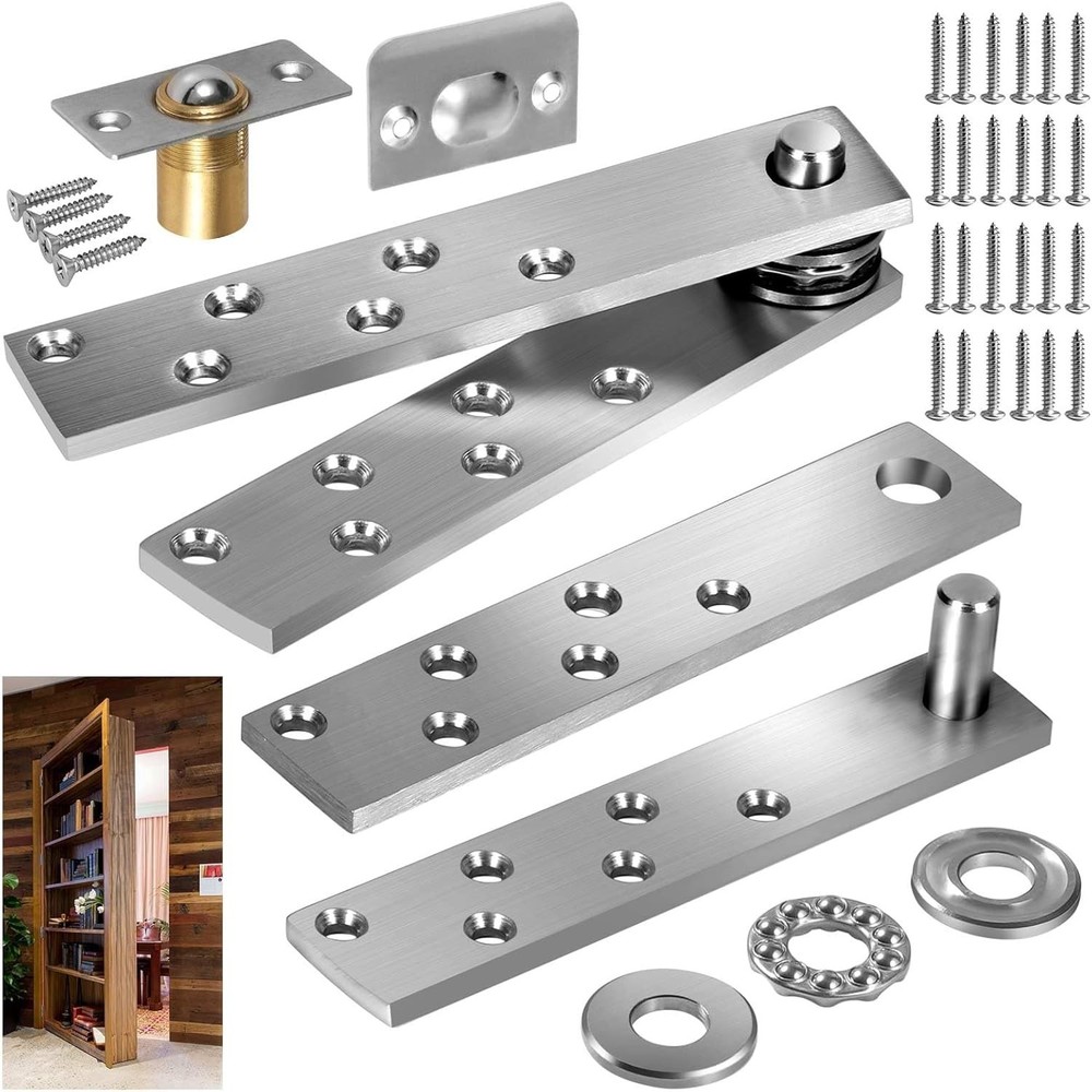 Door Pivot Hinges Heavy Duty Hinges 2PCS for Max 200 Lb Wood Doors, Hidden Do