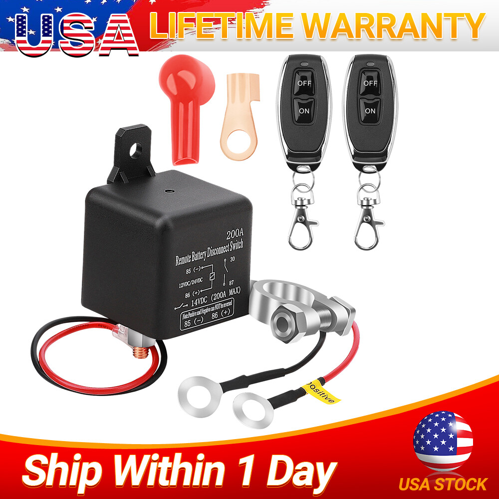 12V Wireless Dual Remote Car Battery Disconnect Relay Master Kill Cut-off Switch