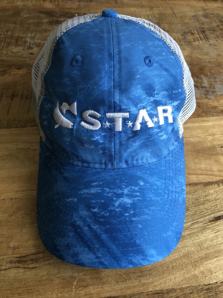 Realtree Fishing STAR Mesh Snapback Trucker's Hat Adult Adjustable Blue/White