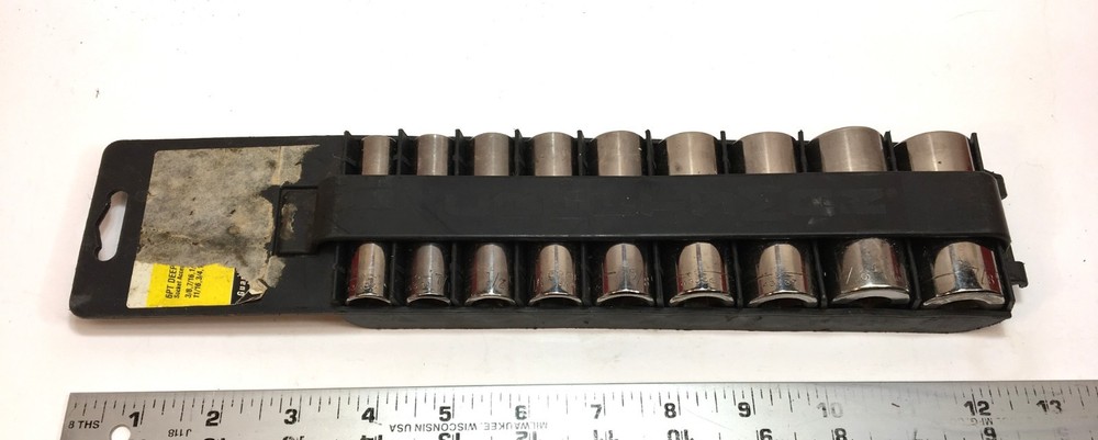 Vintage Craftsman USA 34439 9Pc 3/8” Drive 6 Pt Deep Socket Set 3/8” To 7/8”
