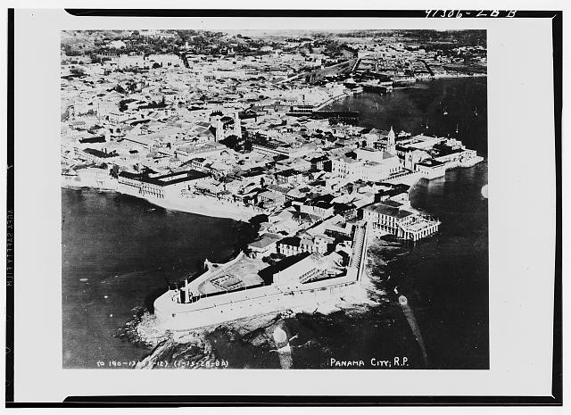 Panama City Panama 1930s Aerial View Harbor Waterfront Fortifications